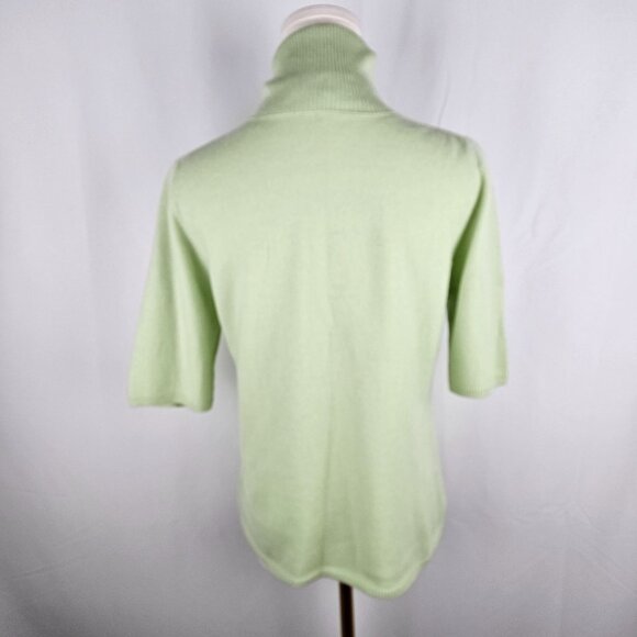 Kinross Cashmere Short Sleeve Turtleneck Sweater Sz Medium Mint Green - Picture 4 of 9